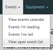 Events drop down view opent event list.png